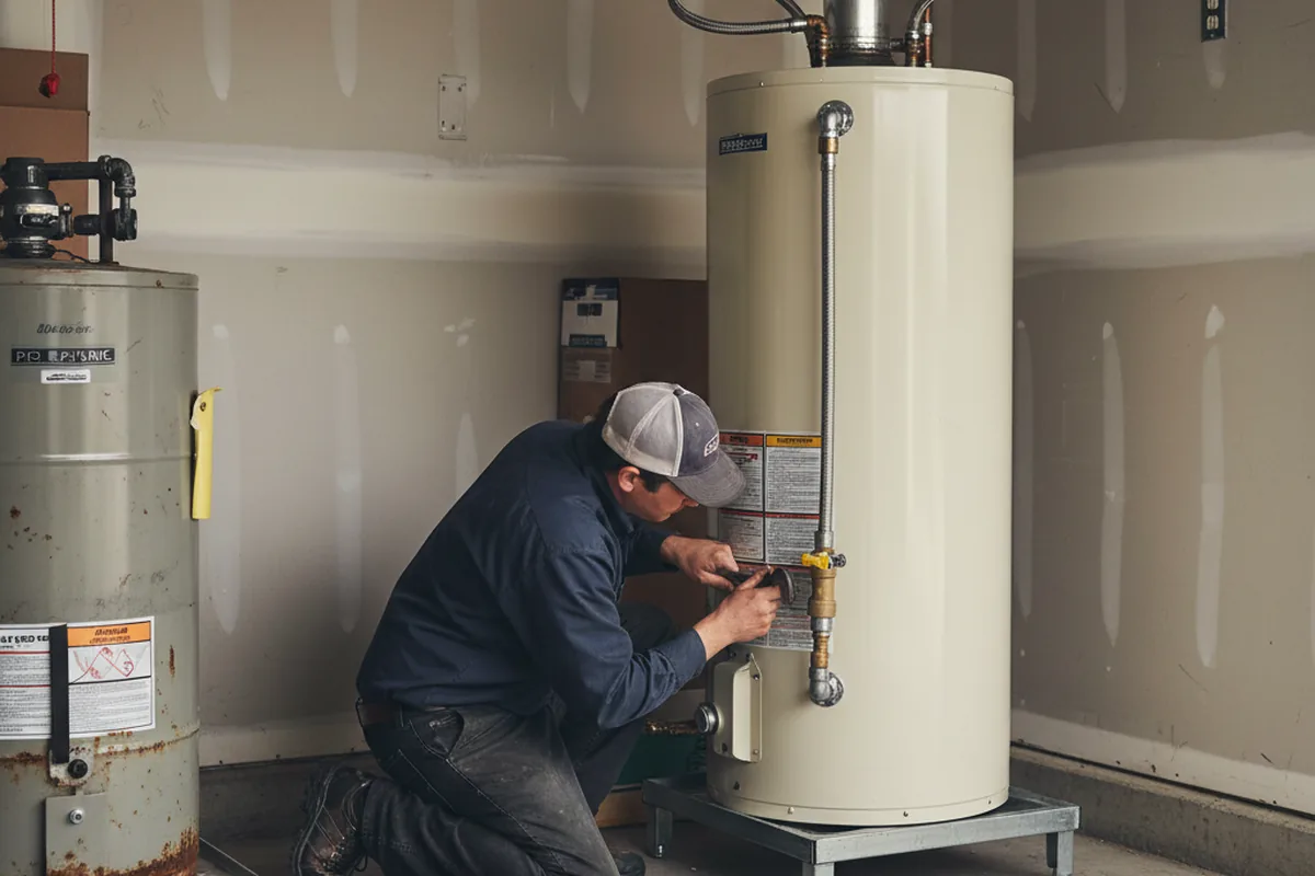 Water heater and shutoff valve replacement in Saco