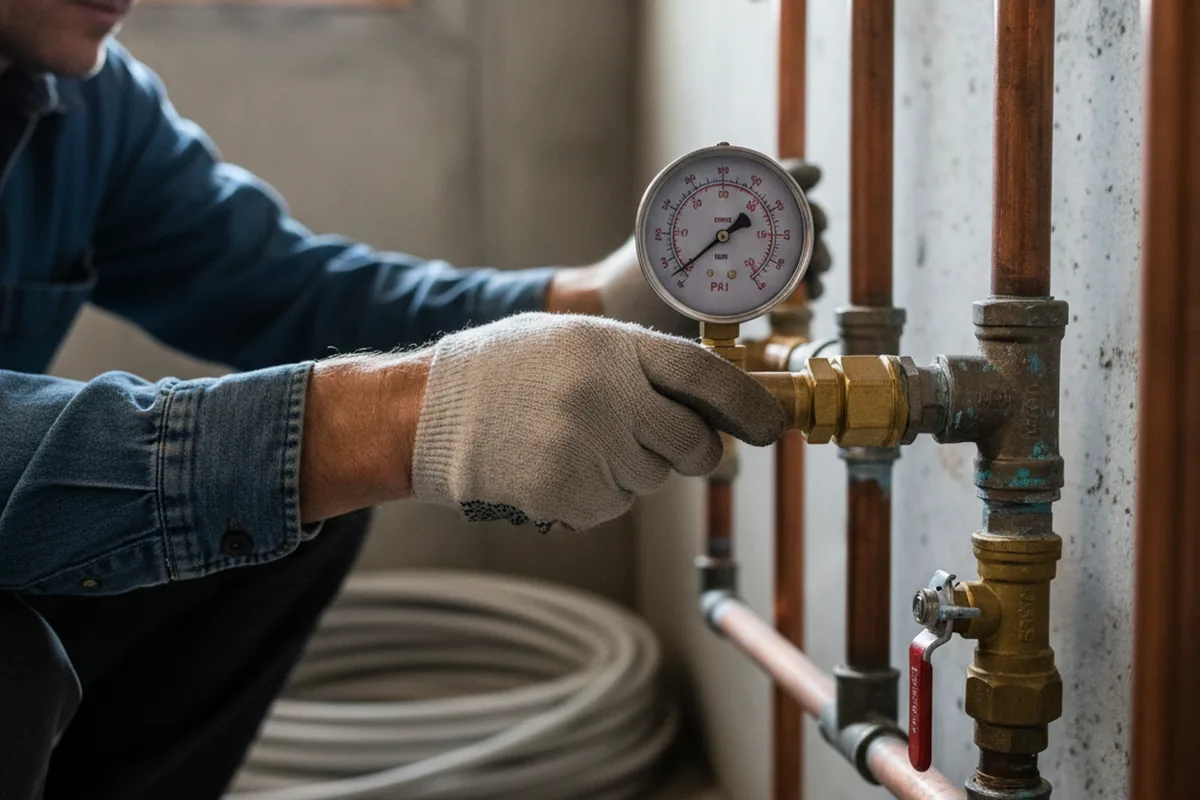 Pressure testing a repaired line during Water Line Repair in Saco